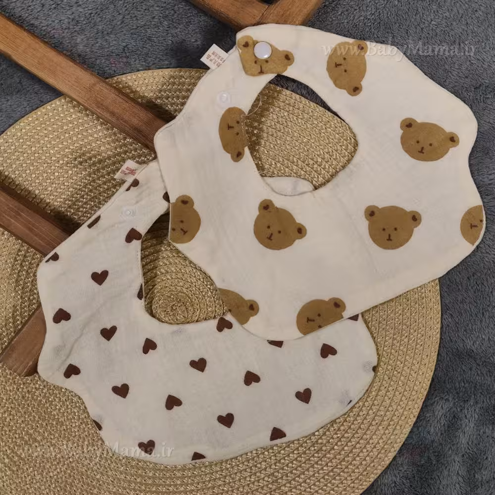 پیش بند دکمه ای موسلین طرحدار خارجی