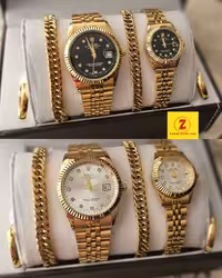 ست ساعت رولکس زنانه و مردانه و انگشتر دستبند