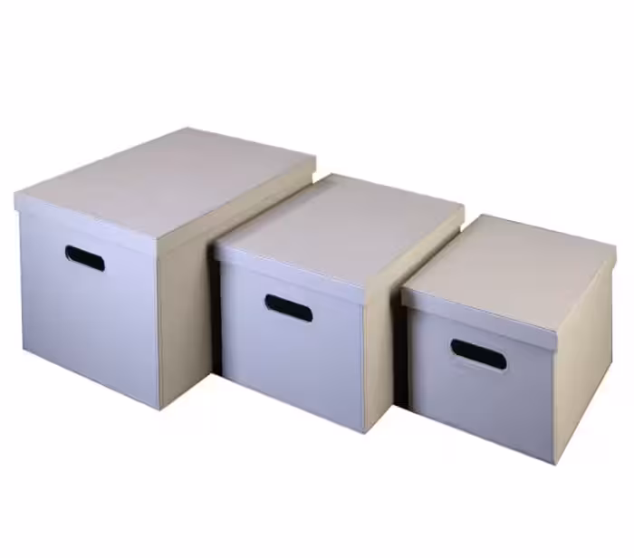 باکس چرمی پرتابل سایز L رنگ طوسی ارتفاع 24 سانتی متر عمق 52 سانتی متر عرض 37 سانتی متر  فانتونی کد J989