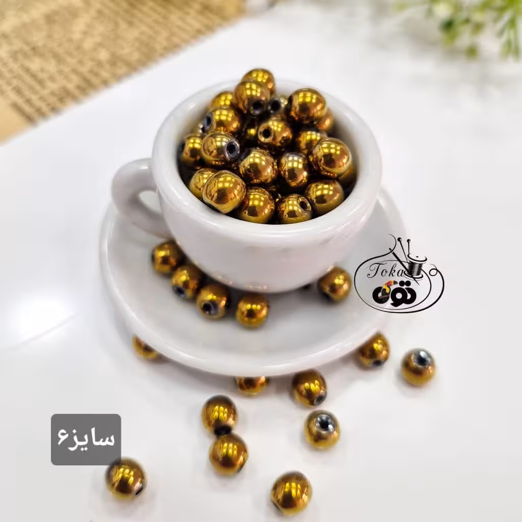 سنگ حدید گرد طلایی تیره (10 تایی)