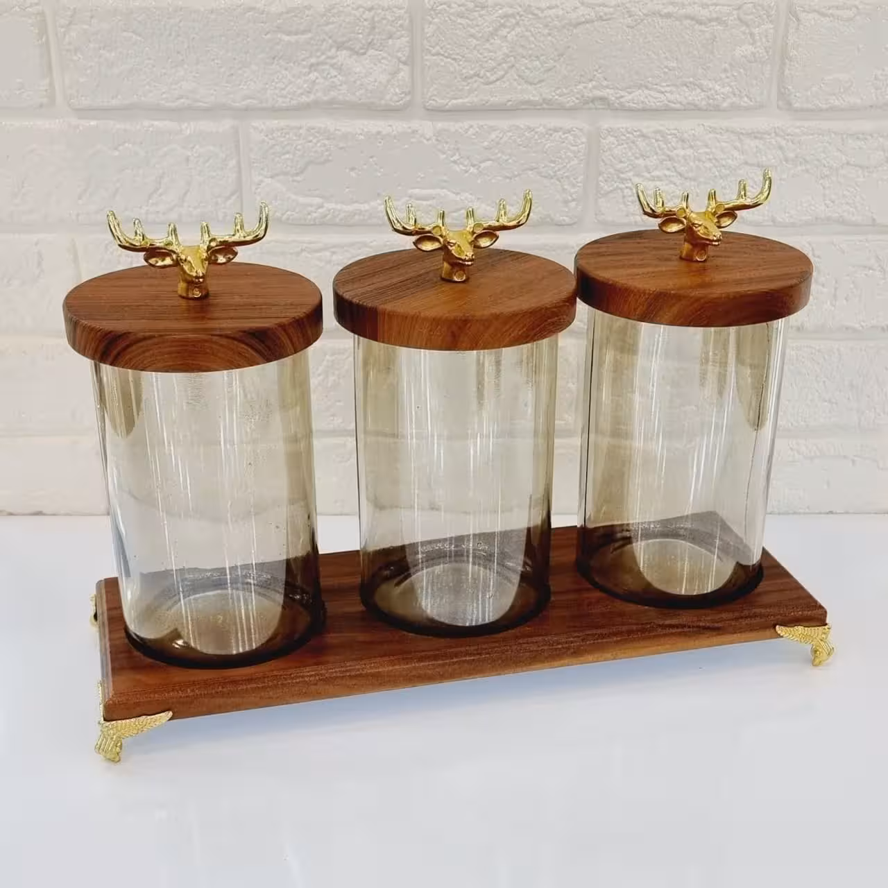 بانکه  شیشه دودی ساده  سه پارچه کفه چوبی کد 10