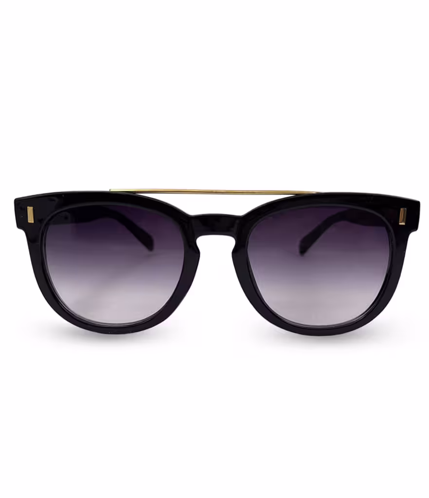 عینک آفتابی زنانه مشکی دوپل دکمه طلایی یووی 400