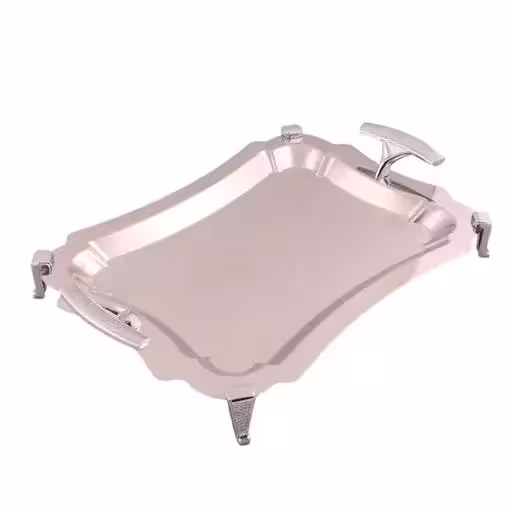 سینی مستطیل متوسط دالبر دسته نقره ای Diamond پایه دار ریور کد B7216