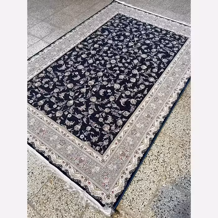 فرش ماشینی 1200شانه کاشان طرح افشاری سرمه ای12متری(باارسال رایگان)