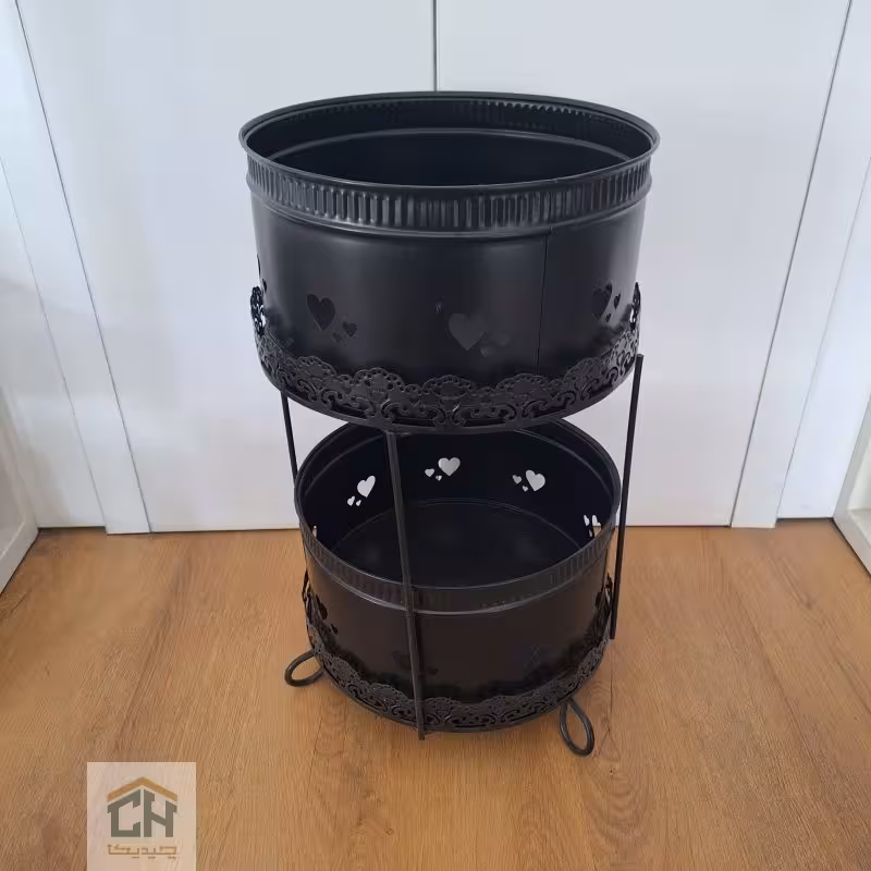 استند و سطل فلزی 2 طبقه طرح قلبی مدل 3119