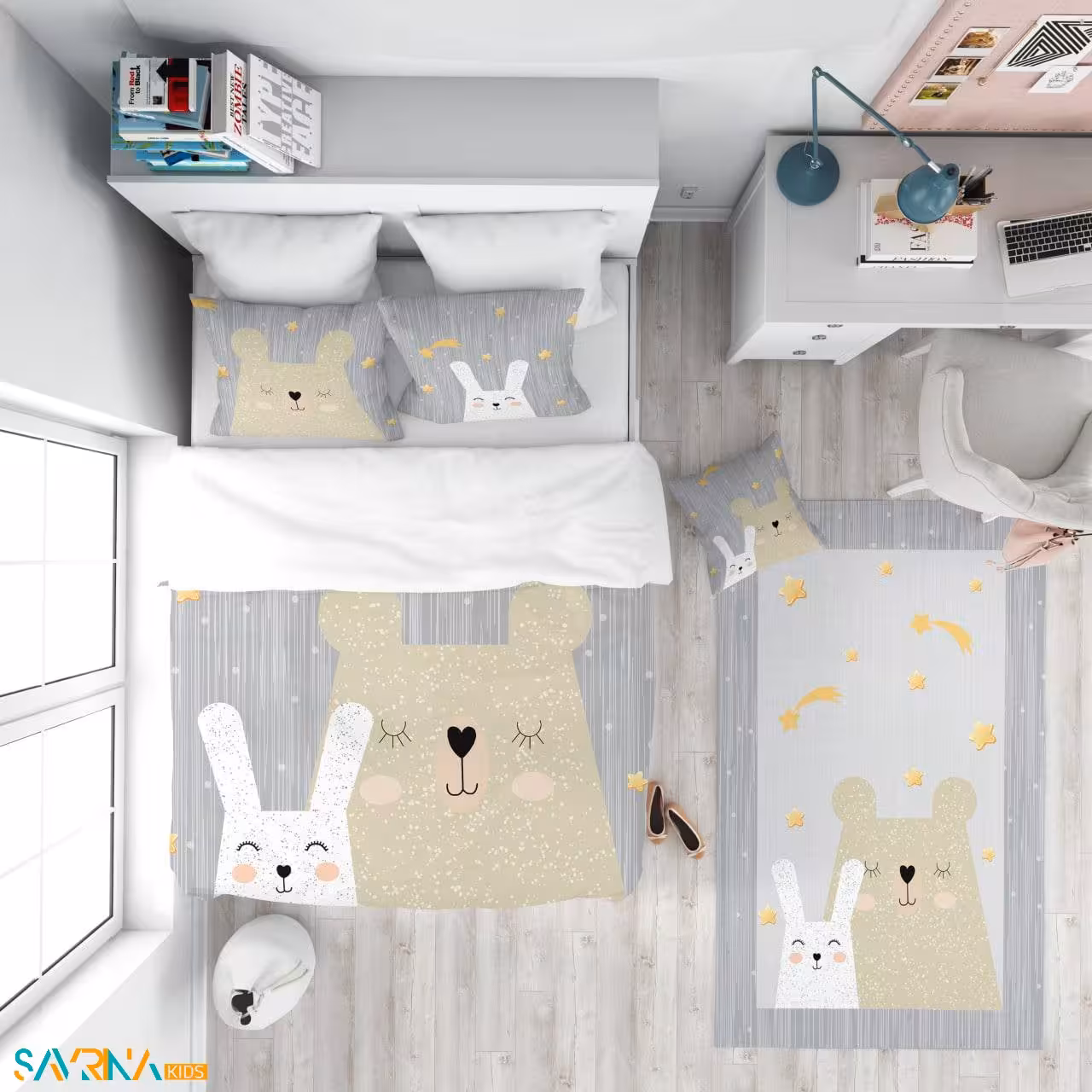 سرویس روتختی طرح خرسی و خرگوش یک نفره کد A2760