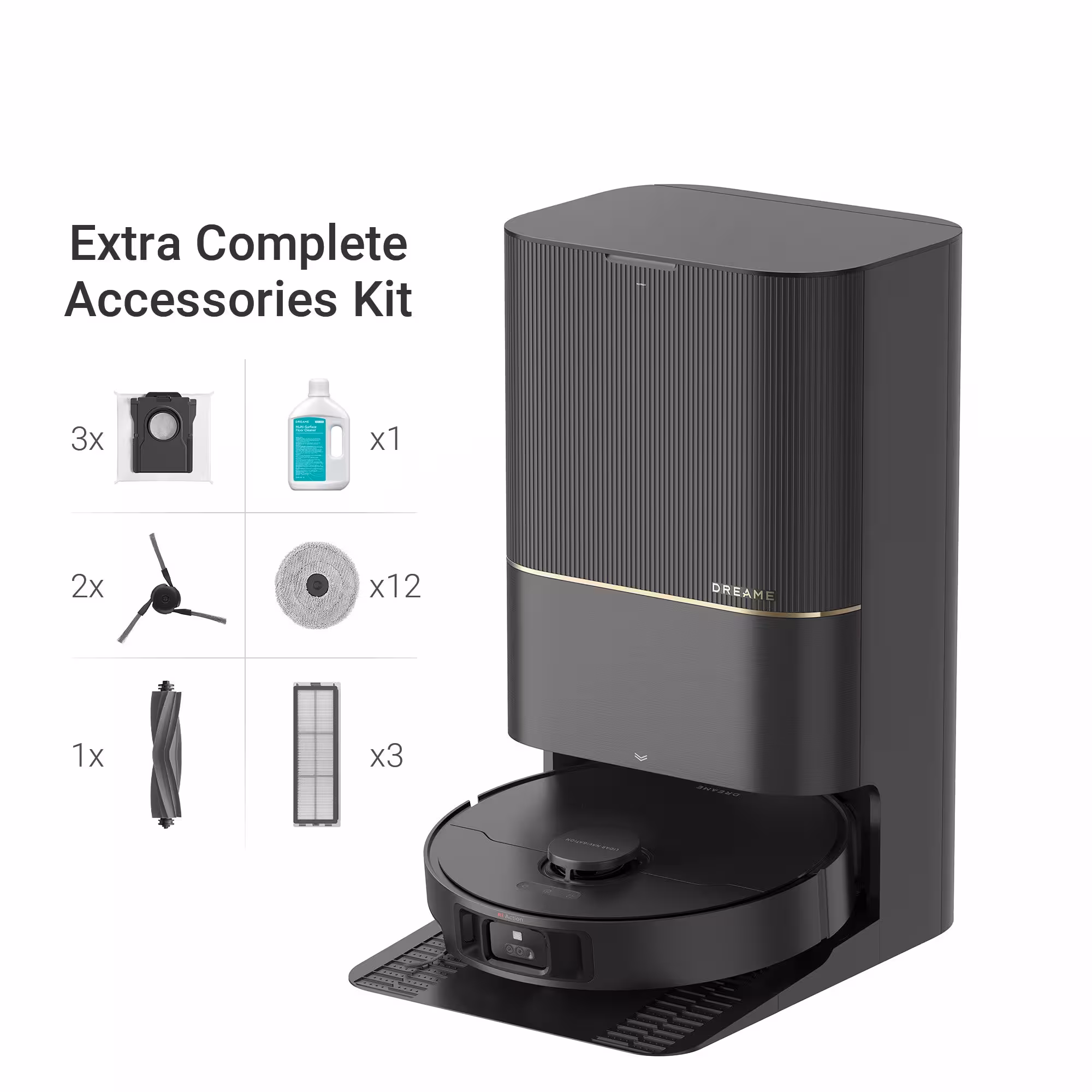 جارو رباتیک دریم مدل Dreame X40 Ultra Complete ( گلوبال و پک اصلی شرکتی ) رنگ مشکی