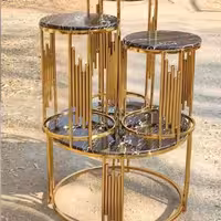 میز سه سایز عسلی پیانو گرد فورتیک طلا