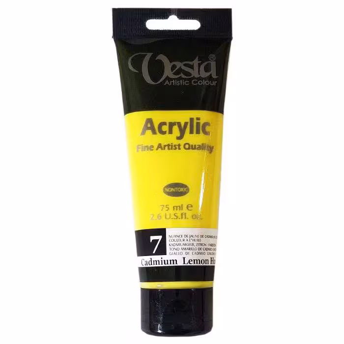 رنگ اکریلیک وستا زرد لیمویی مدل 7 Cadmium Lemon Hue