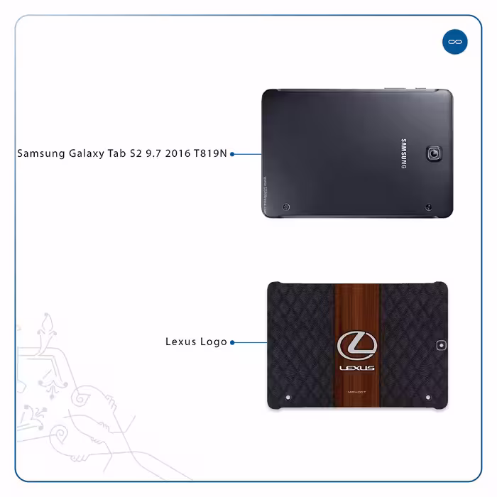 برچسب پوششی ماهوت مدل Lexus-Logo مناسب برای تبلت سامسونگ Galaxy Tab S2 9.7 2016 T819N