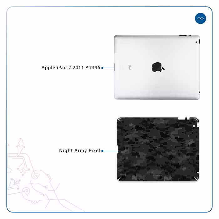 برچسب پوششی ماهوت مدل Night-Army-Pixel مناسب برای تبلت اپل iPad 2 2011 A1396