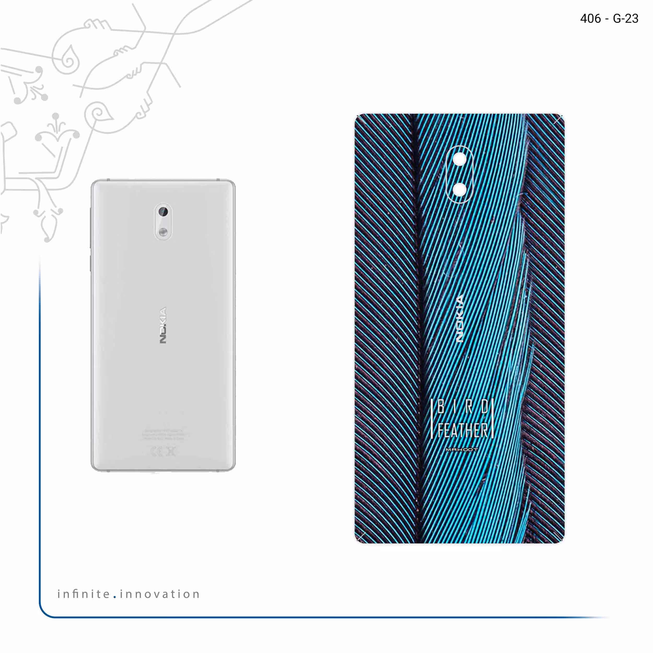 برچسب پوششی ماهوت مدل Turquoise feathers مناسب برای گوشی موبایل نوکیا 3