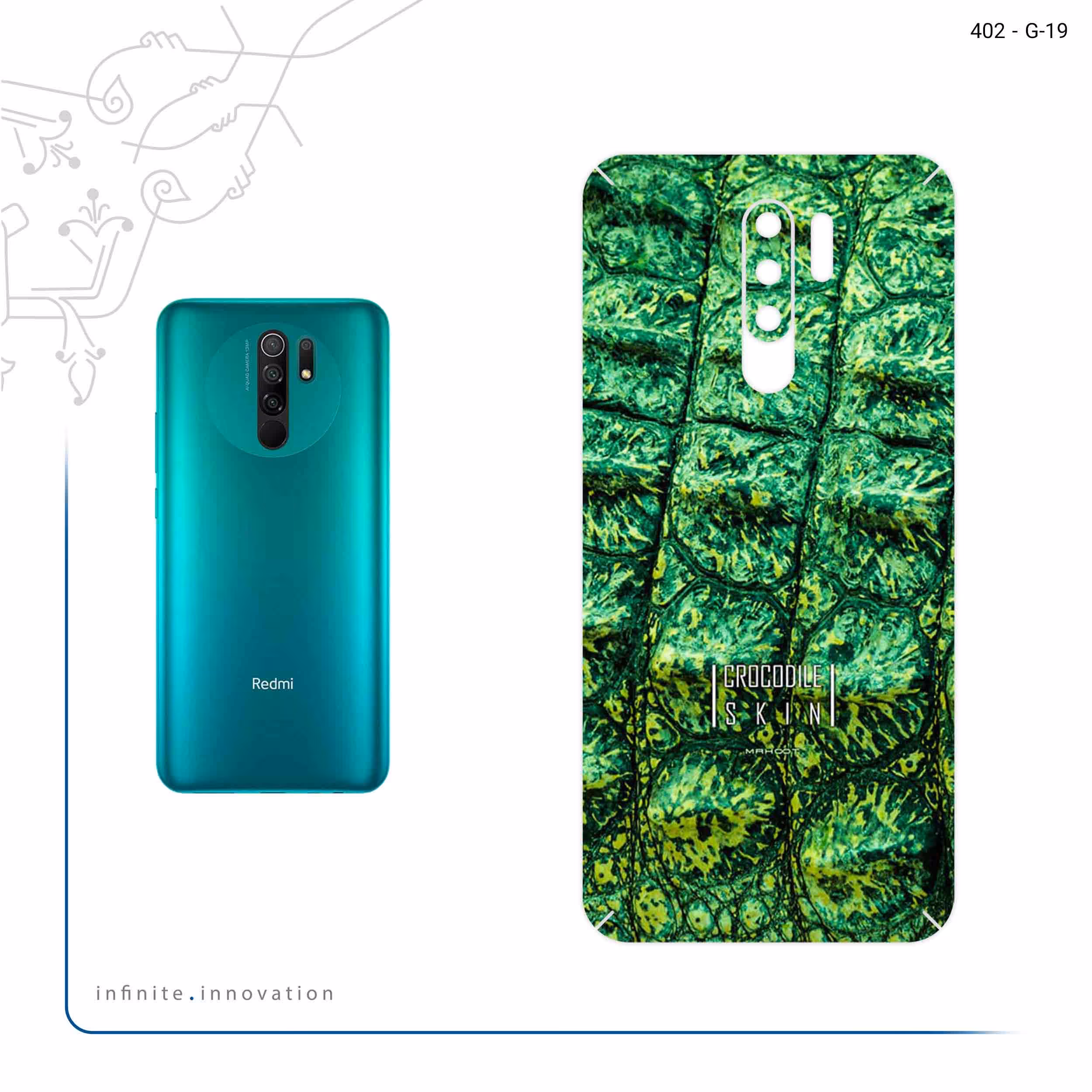 برچسب پوششی ماهوت مدل Crocodile Skin مناسب برای گوشی موبایل شیائومی Redmi 9