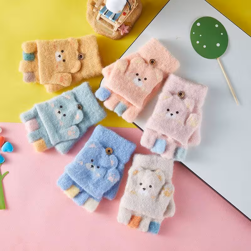 دستکش نیمه انگشتی بچگانه طرح خرس