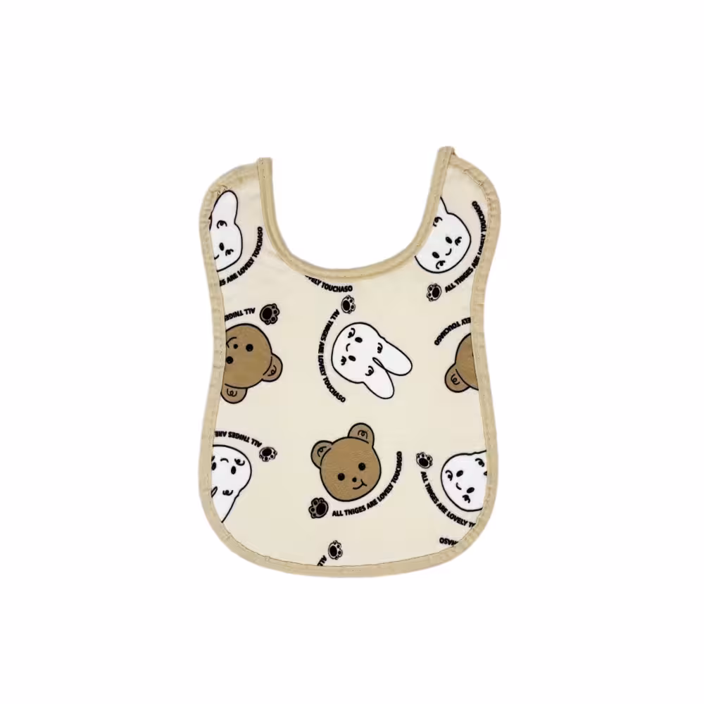 پیش بند چاپی نوزاد رنگ کرم کد 132004