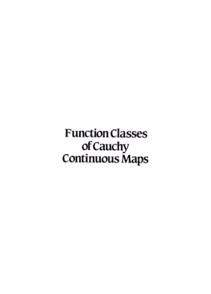خرید و دانلود نسخه کامل کتاب Function classes of Cauchy continuous maps