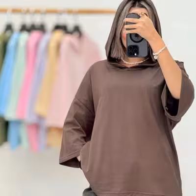 تیشرت باکسی کلاهدار