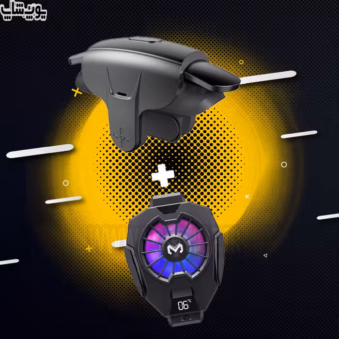 دسته بازی لیزری پابجی و کالاف دیوتی 4 انگشتی ممو مدل AK05   فن و رادیاتور خنک کننده RGB موبایل ممو مدل DL05