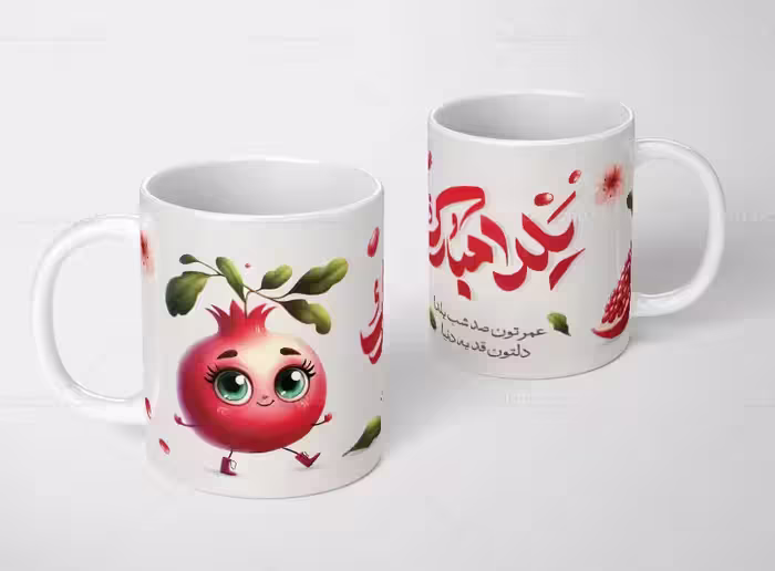طرح ماگ تبریک شب یلدا | گرافیک با طعم تربچه