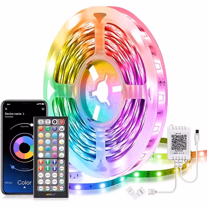 چراغ های اسمارت تغییر رنگ rgb ال ای دی ریسه نواری (1 رول 15 متری)