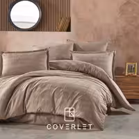 روتختی قهوه‌ای روشن کاوری طرح‌دار دونفره مدل Marsela