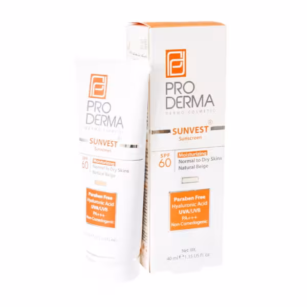کرم ضد آفتاب و مرطوب کننده SPF60پرودرما Proderma Sunvest Sunscreen SPF60 Moisturizing
