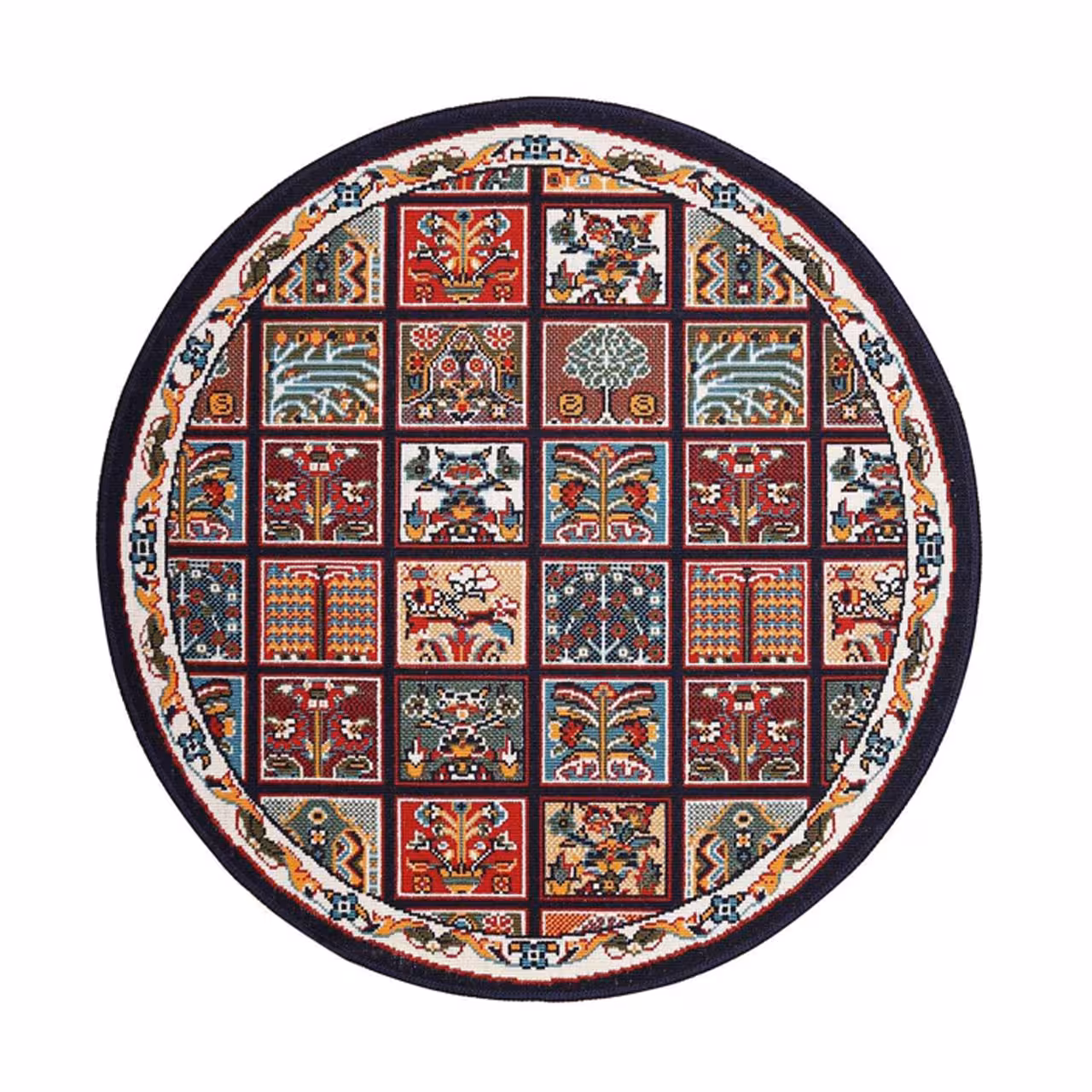 گلیم ماشینی دنیای فرش مدل خشتی سلطنتی کد 404