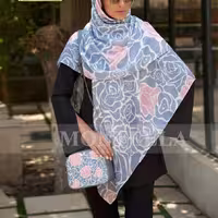 ست کیف و روسری یا شال برند مونتلا (رز طوسی گل صورتی)
