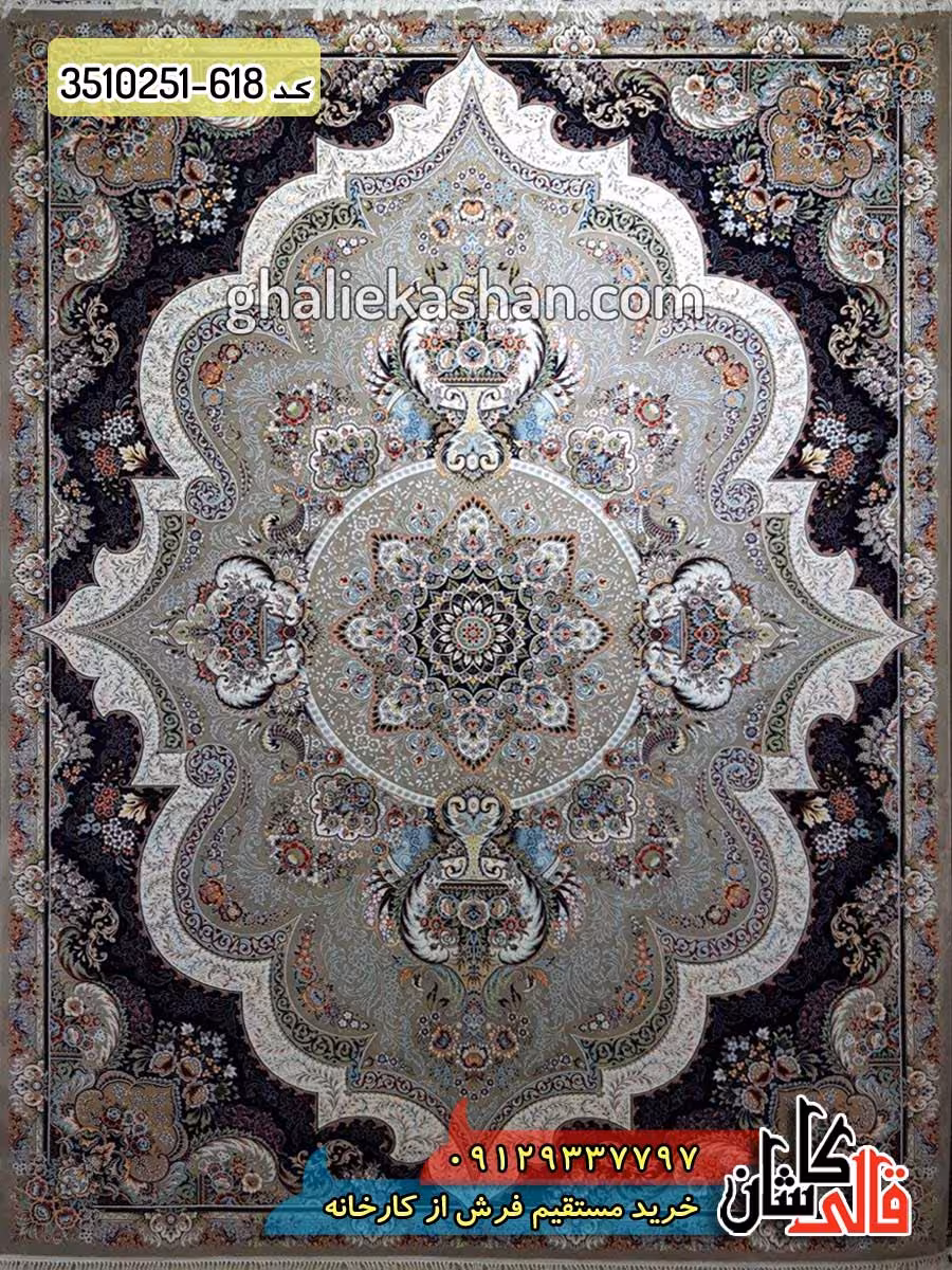فرش 700 شانه طرح شهیاد زمینه فیلی کاشان