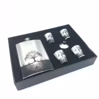 ست قمقمه جیبی استیل 4 شات مدل درخت زندگی کد A530296