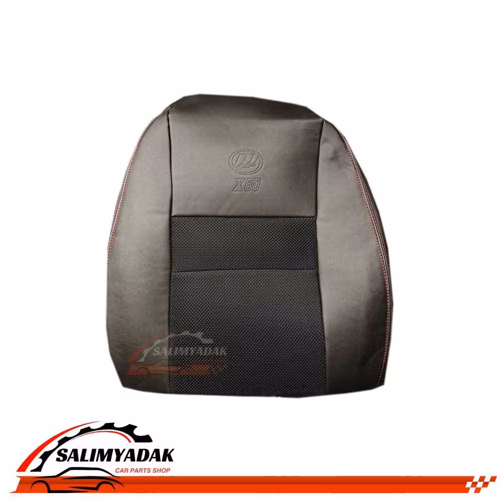روکش صندلی لیفان X60 چرم پارچه رنگ مشکی دوخت قرمز