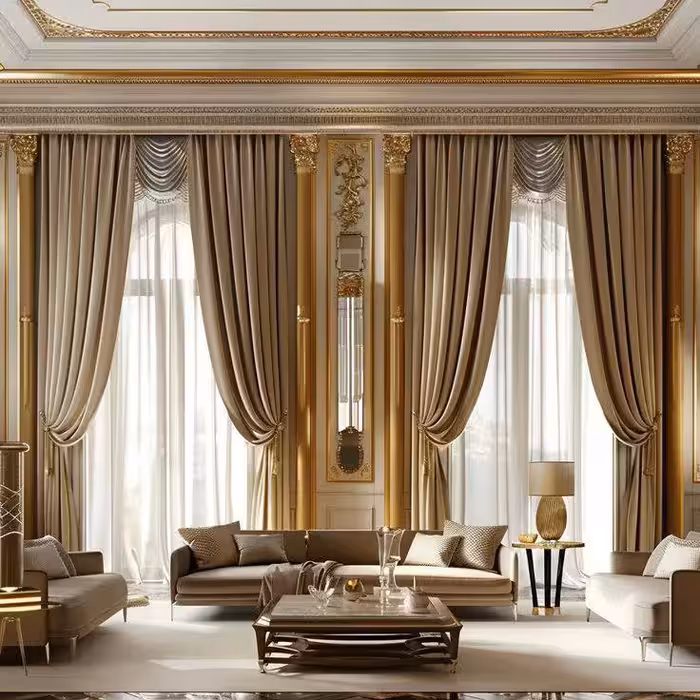 پرده هتلی مخمل کرم