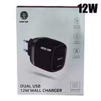 آداپتور شارژر 2پورت 2پین 2.4A 12w Green Lion IC smart EU plug
