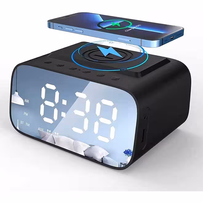 شارژر وایرلس ساعت زنگ دار و بلندگوی بلوتوث