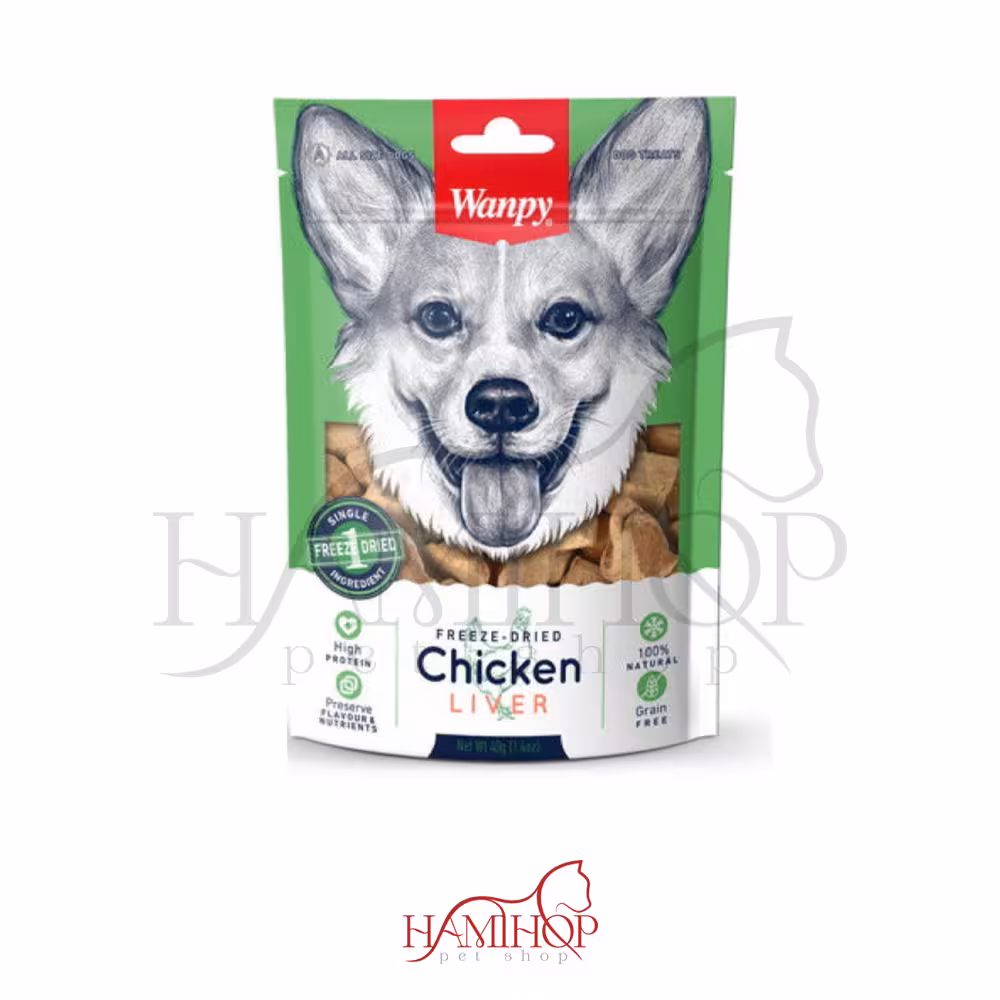 تشویقی سگ ونپی طعم جگر مرغ مدل Chicken liver وزن 100 گرم