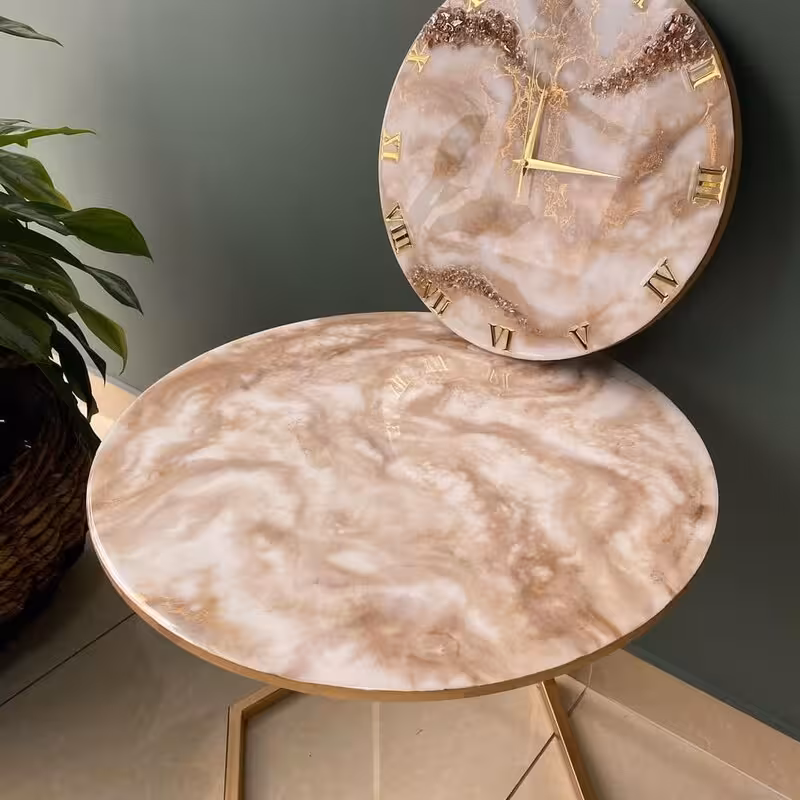 میز جلو مبلی رزینی طرح گرد قطر80 جهیزیه عروس