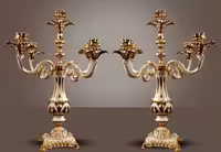 شمعدان پنج‌شاخه سلطنتی پتینه طلایی‌سفید