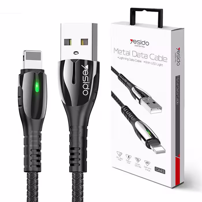 کابل USB به لایتنینگ یسیدو YESIDO CA43 طول 1.2 متر 2.4 آمپر