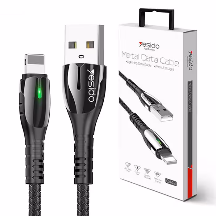 کابل USB به لایتنینگ یسیدو YESIDO CA43 طول 1.2 متر 2.4 آمپر