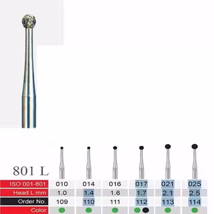 فرز الماسی دسته نقره ای BTM مدل Round L 801L - فروشگاه تخصصی دندانپزشکی سپیرا