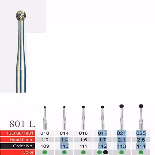 فرز الماسی دسته نقره ای BTM مدل Round L 801L - فروشگاه تخصصی دندانپزشکی سپیرا
