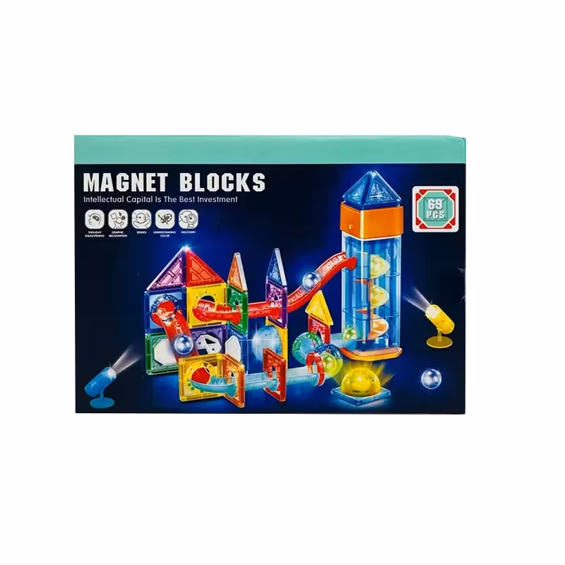 مگنت تایل شیشه ای چراغدار 69 قطعه Magnet Blocks
