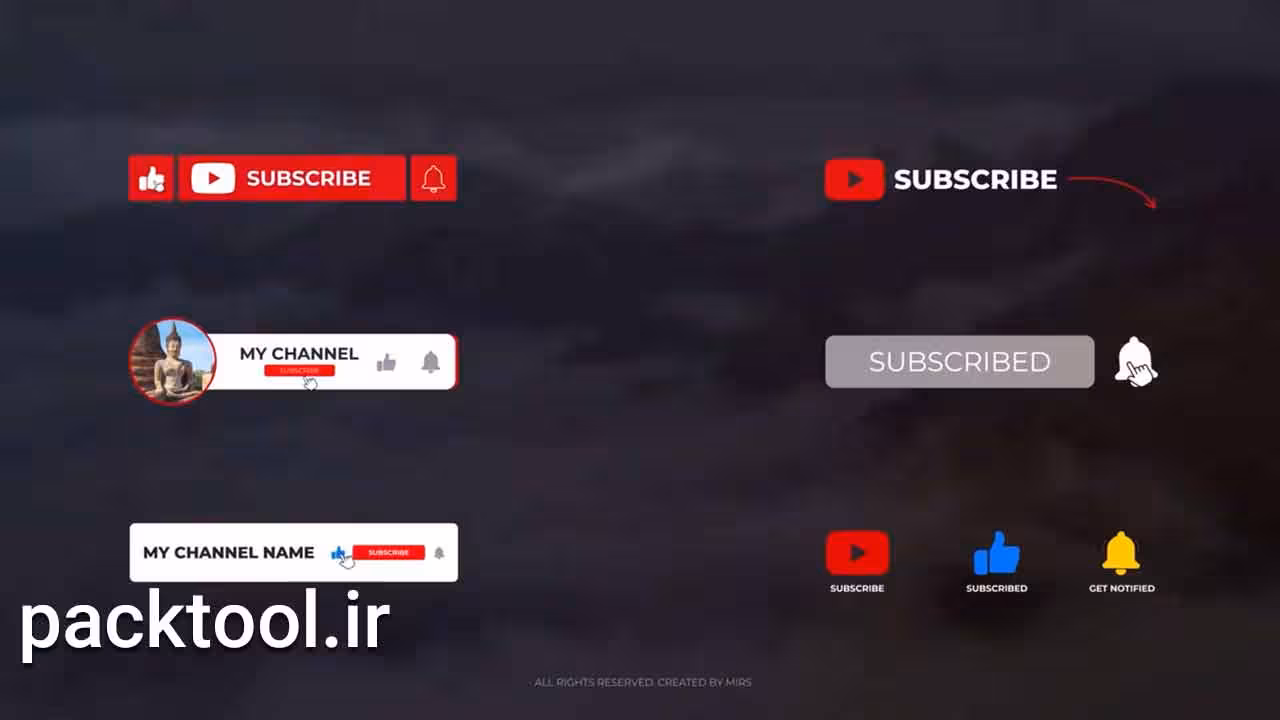 پروژه پریمیر پنل سابسکرایب یوتیوب Subscribe Panels Youtube - پک تول