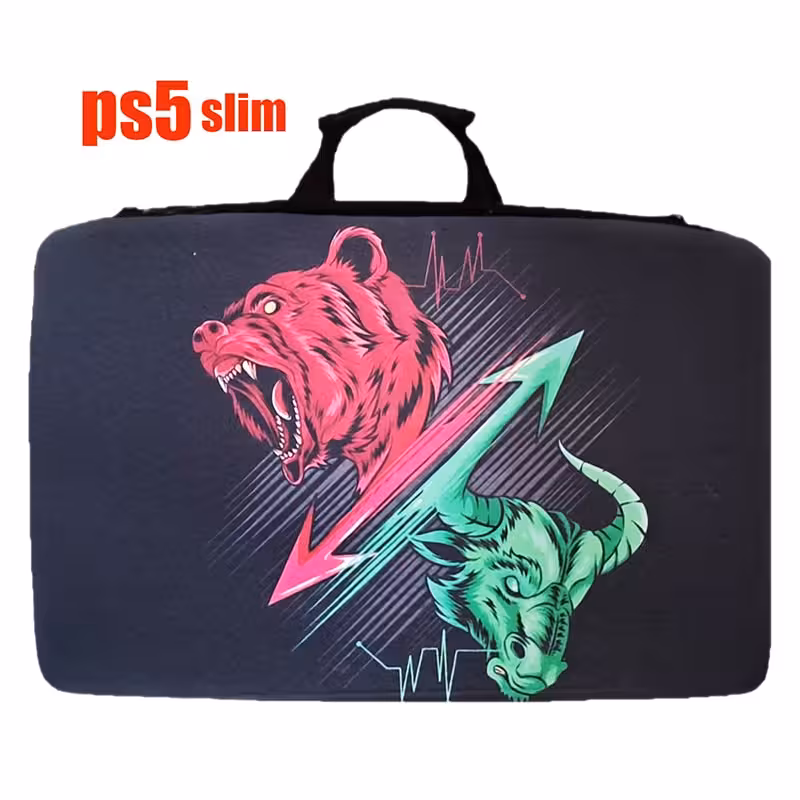 کیف حمل کنسول PS5 slim طرح گاو و خرس