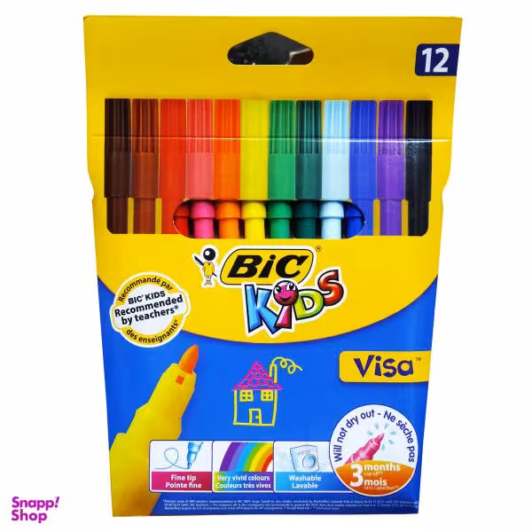 ماژیک رنگ آمیزی 12 رنگ بیک مدل VISA کد S6