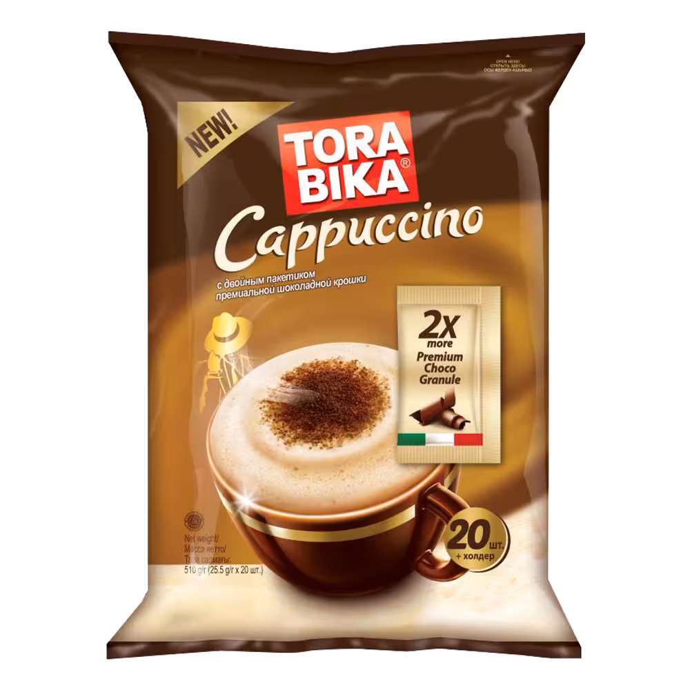 قهوه فوری تورابیکا مدل کاپوچینو شکلاتی بسته 20 عددی