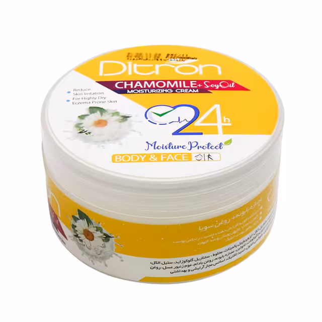 کرم مرطوب کننده عصاره بابونه و روغن سویا دیترون 200 میلی لیتری