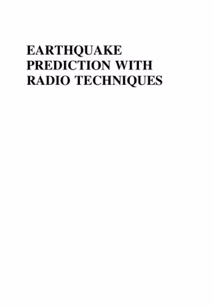 خرید و دانلود نسخه کامل کتاب Earthquake Prediction with Radio Techniques