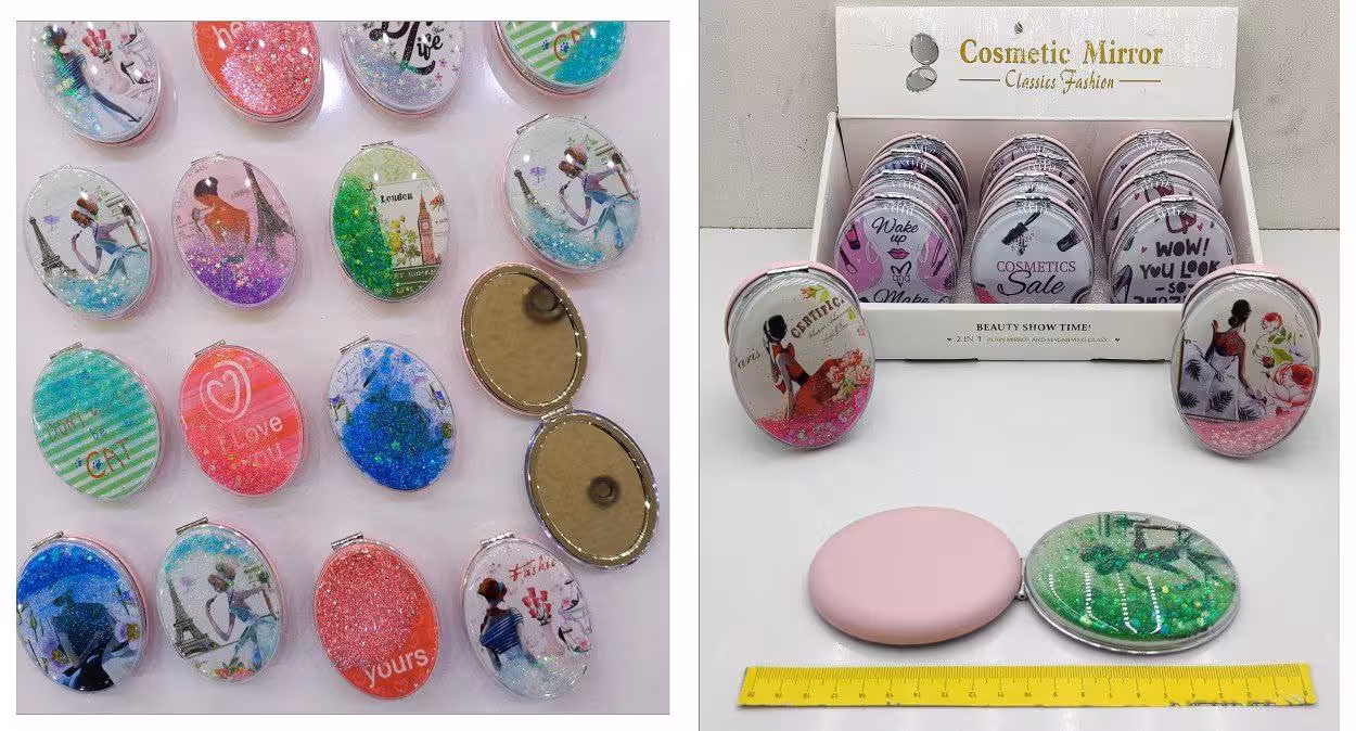 آینه آکواریوم بیضی تپل پشت چرم (پست پیشتاز پس کرایه)