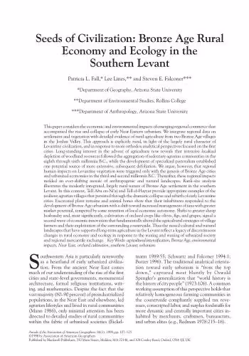خرید و دانلود نسخه کامل کتاب Seeds of Civilization: Bronze Age Rural Economy and Ecology in the Southern Levant